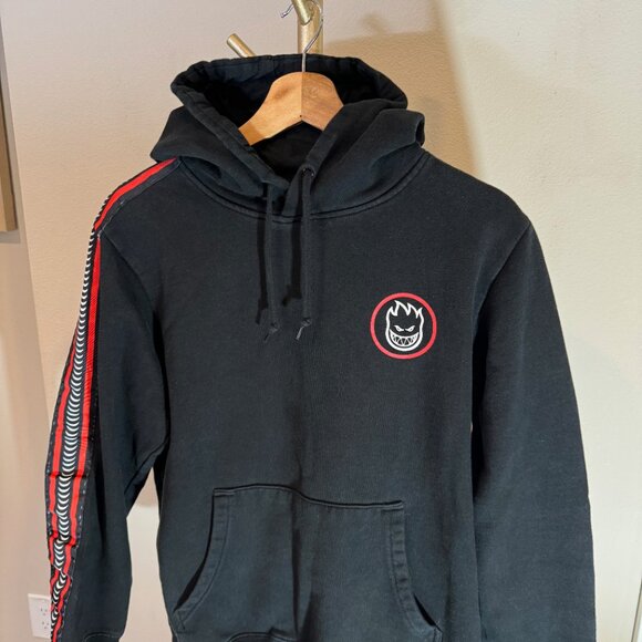 Spitfire The End Stripe Sleeve Graphic Hoodie in Black/Red Unisex Mens SM - Picture 3 of 7